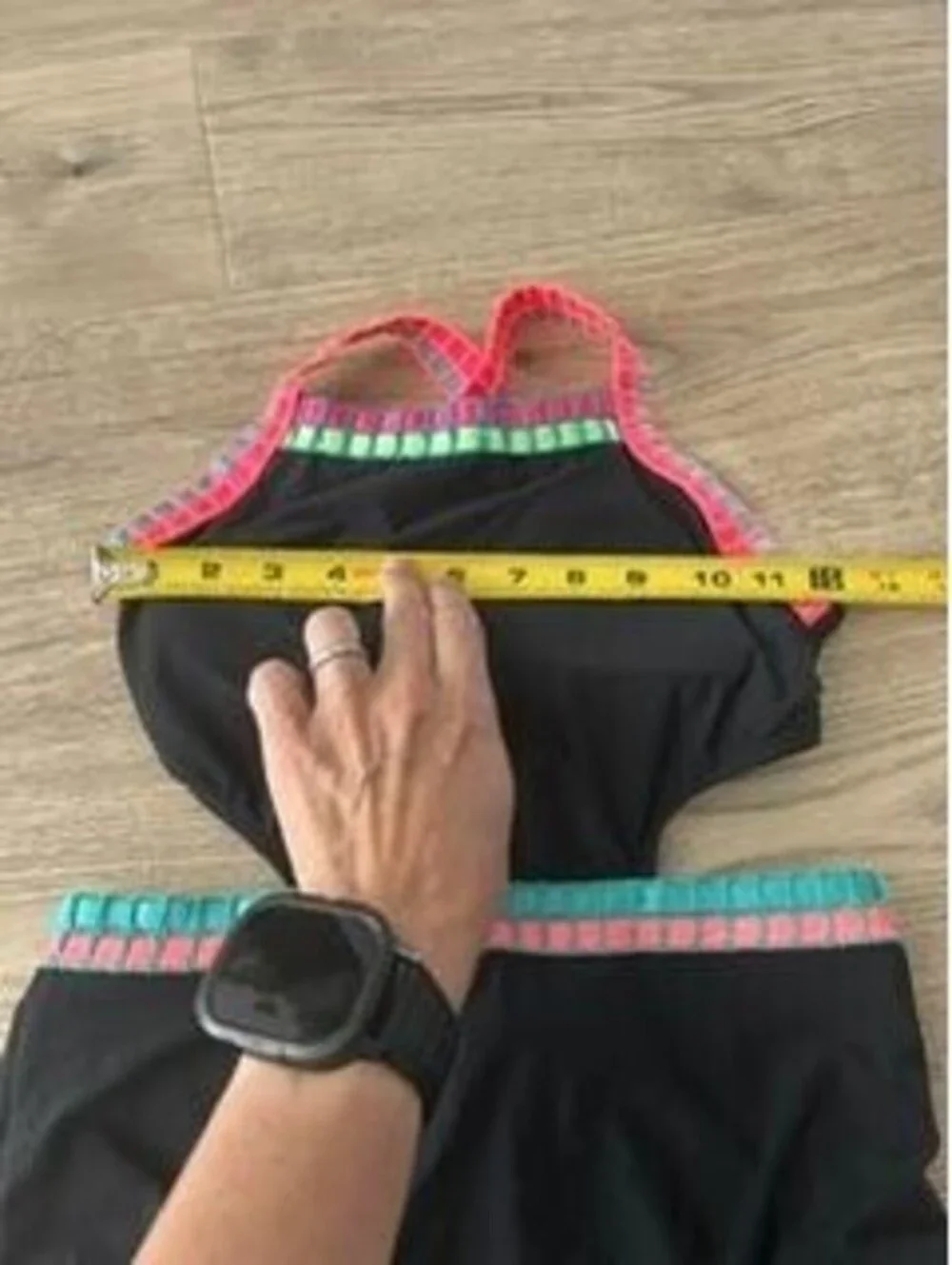 Beach Lingo Girls Swimsuit Size 12 Black One Piece Cutout Monokini Neon Trim